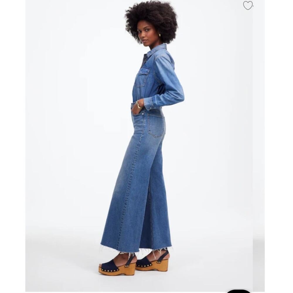 NWT Madewell Petite Flared Wide-Leg Crop Jeans Blue 26P *Flaw
